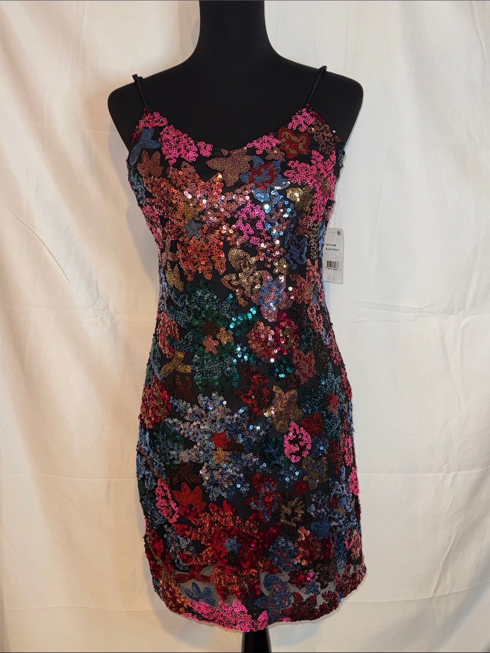 Midnight Doll Multicolor Floral Sequin Mini Dress